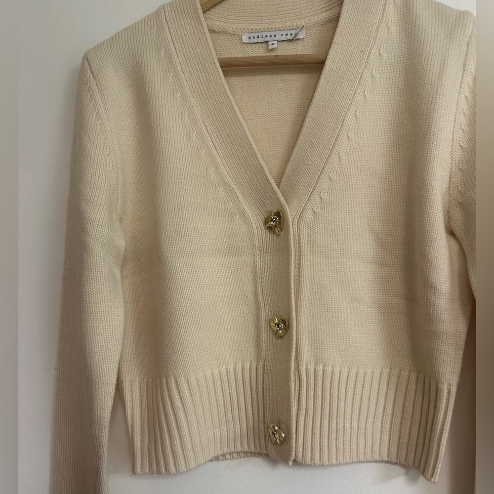 Endless Rose Cream Cardigan with Gold Buttons - Picture 2 of 14